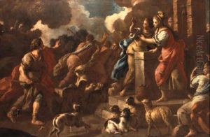 Moses Och Jetros Dottrar Vid Brunnen by Francesco de Mura