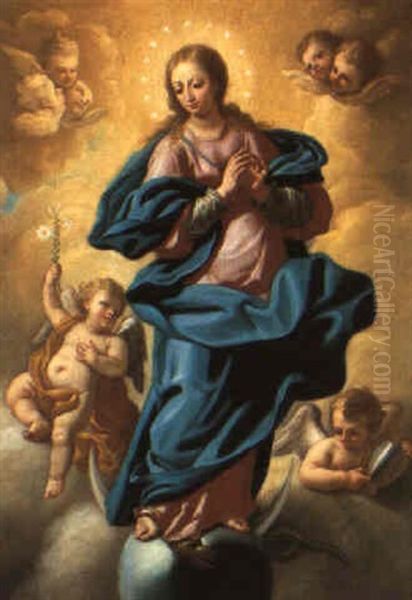 Maria Immaculata Auf Wolken, Von Engeln Umgeben - view 1
