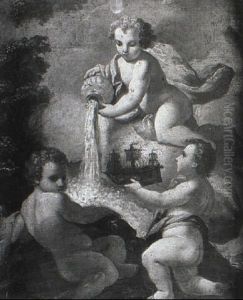 Putti With The Elements Of Water by Francesco de Mura