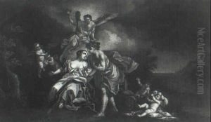 Venus And Adonis Attended By Nymphs And Putti by Francesco de Mura