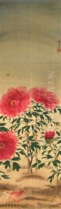 Peonies In A Spring Garden by Kagaku Murakami