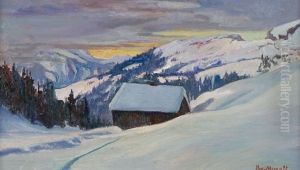 Chalet Dans La Neige, Pays D'enhaut by Bernard de Muralt