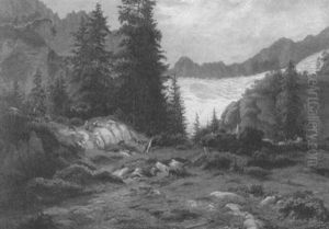 Blick Auf Den Rosenlauigletscher by Eduard Muralt