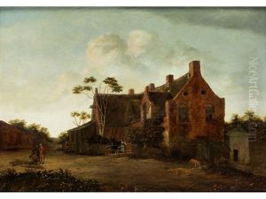 Landschaft Mit Backsteinhaus, Staffagefiguren Und Hausschweinen Landschaft Mit Backsteinhaus, Staffagefiguren Und Hausschweinen