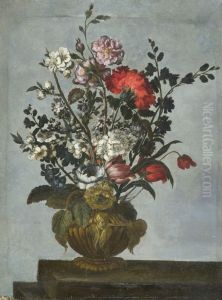Bouquet De Fleurs Dans Un Vase Sculpte