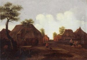 Dorfstrasse Mit Bauern Und Vieh by Emanuel Murant