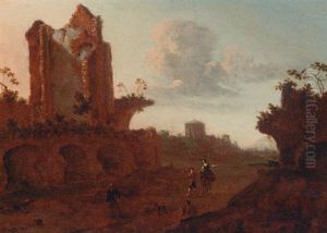 Travellers On A Track Before A Ruin Travellers On A Track Before A Ruin