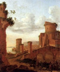 Sudliche Hafenstadt Mit Vielen Figuren by Emanuel Murant