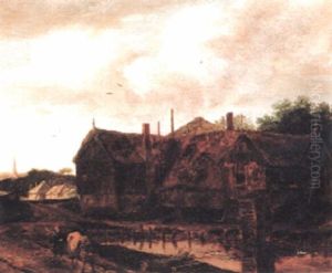 Village Landscape With A Cowherd On A Path Beside A Pond
