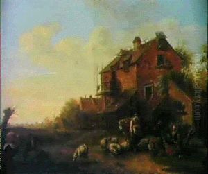 Hirtenszene In Einem Dorf by Emanuel Murant