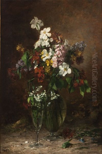 Still Life With Spring Blooms In Glass Vases - view 1