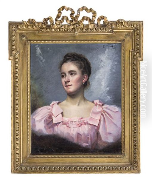 Profilo Di Fanciulla Con Vestito Rosa - view 1