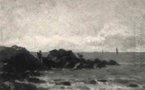 Bretonische Kustenlandschaft Mit Muschelsucherinnen - view 1