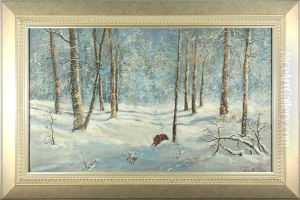 Winter Landscape With A Bear - view 1
