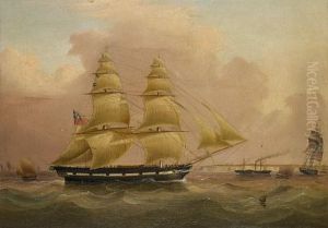 The Trading Brig 'eliza' In Two Positions Off The North Foreland With Other Shipping In The Downs Nearby by John Murday