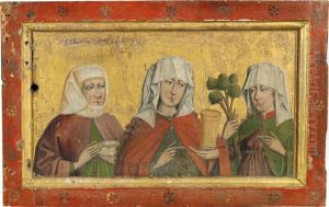 Ehemaliger Flugel Einer Aufklappbaren Predella Mit Den Hl. Elisabeth Von Thuringen, Maria Magdalena Und Afra Von Augsburg (?) Ehemaliger Flugel Einer Aufklappbaren Predella Mit Den Hl. Elisabeth Von Thuringen, Maria Magdalena Und Afra Von Augsburg (?)