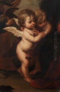 Zwei Geflugelte Putten In Umarmung by Bartolome Esteban Murillo