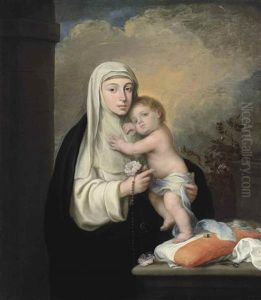 Saint Rose Of Lima With The Christ Child by Bartolome Esteban Murillo