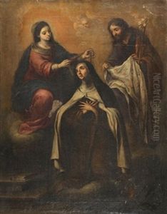 Vision Misitica De Santa Teresa,con La Virgen Y San Jose by Bartolome Esteban Murillo