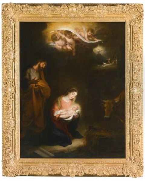 A Nocturnal Scene With The Nativity And The Annunciation To The Shepherds Beyond - view 1