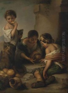 Street Children Playing A Game Of Dice by Bartolome Esteban Murillo