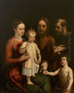 Die Heilige Familie Mit Segnendem Christuskind, Johannesknabe Und Dem Heiligen Franziskus