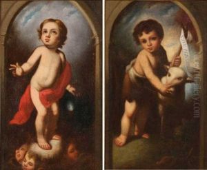 The Infant John The Baptist And The Infant Christ (pair) by Bartolome Esteban Murillo