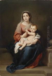 Die Madonna Das Auf Ihrem Schoss Sitzende Kind Haltend