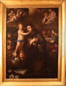 Saint Antoine En Priere Entoure D'anges by Bartolome Esteban Murillo