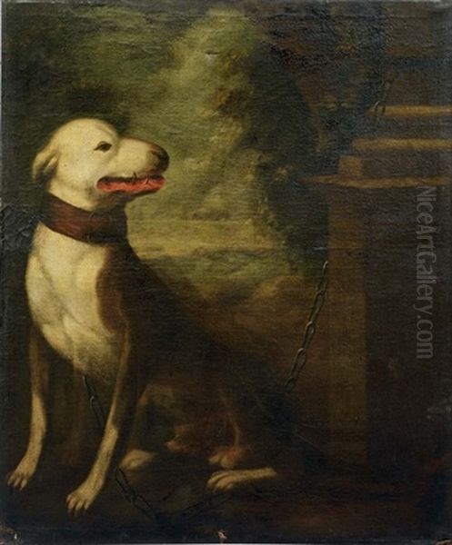 The Hound Of Don Andres De Andrade, Chained To A Plinth, A Landscape Beyond - view 1