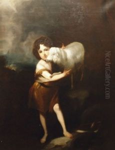 The Boy John The Baptist Embracing The Lamb by Bartolome Esteban Murillo