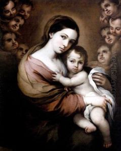 The Madonna And Child Surrounded By Angels by Bartolome Esteban Murillo