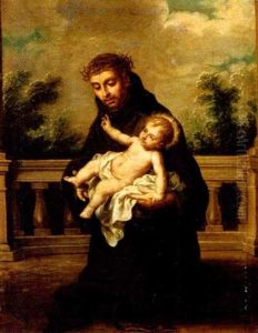Saint Anthony Of Padua With The Christ Child On A Balcony by Bartolome Esteban Murillo