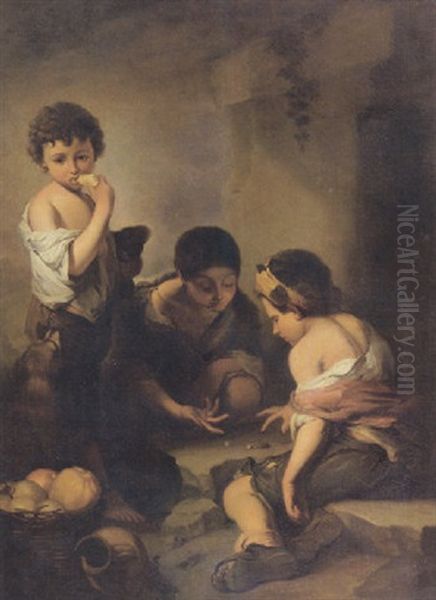 Boys Playing Dice By The Foot Of The Tree - view 1