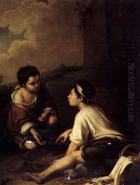 Children Playing Dice - view 1