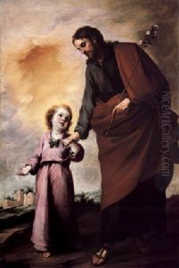 Saint Joseph Holding The Hand Of The Christ Child by Bartolome Esteban Murillo