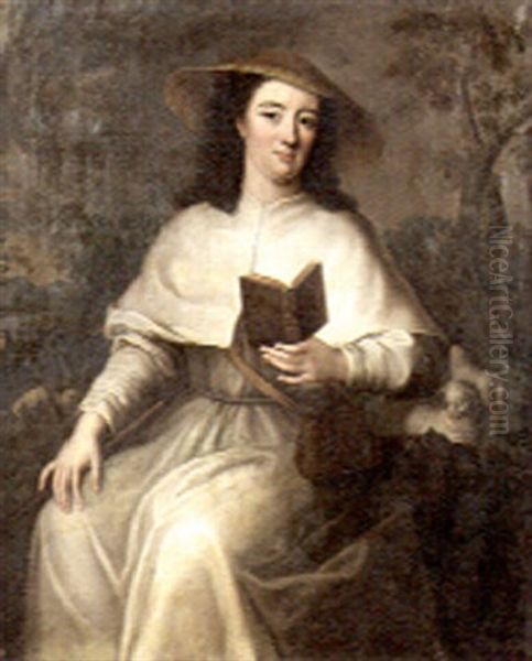 St Genevieve With Her Flock In A Landscape - view 1