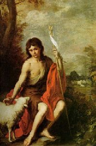 Saint John The Baptist Seated In A Landscape by Bartolome Esteban Murillo
