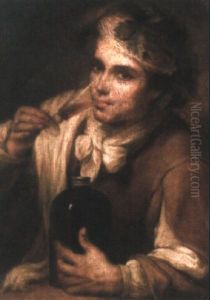A Boy Drinking From A Glass, Holding A Flagon With His Left Hand