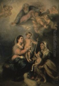 The Madonna And Child With Saint Elizabeth And John The Baptist by Bartolome Esteban Murillo