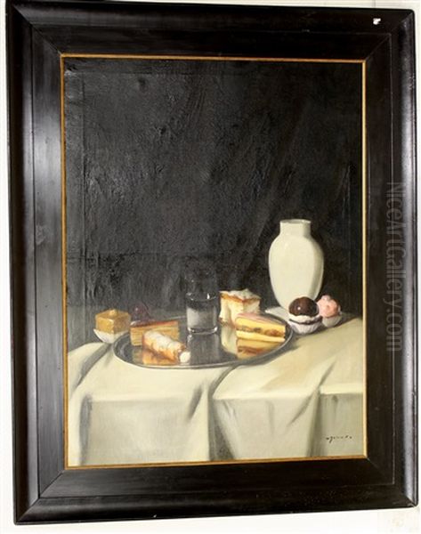 Stilleven Met Petitfours En Witte Vaas - view 1