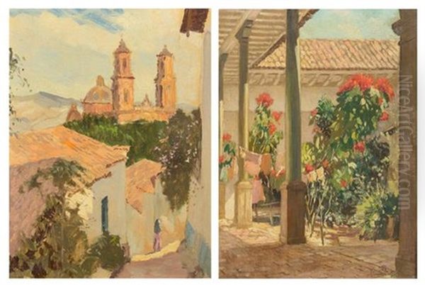 Patio Scene And View Of Taxco (a Pair Of Works) - view 1