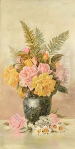 Still Life Fern And Roses