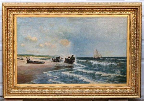 Beachgoers By The Breakers - view 1