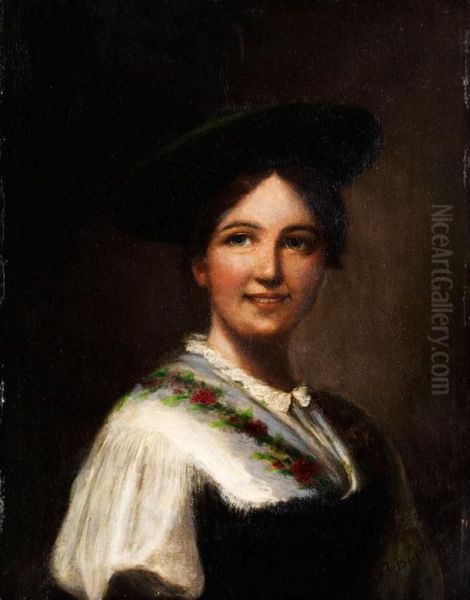 Portrait Eines Oberbayerischen Dirndlsin Schlierseer Tracht - view 1