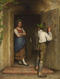 Bursch Und Dirndl An Der Ture by Alois Binder