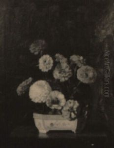 Still Life Of Flowers In A Porcelain Planter by Hermann Dudley Murphy