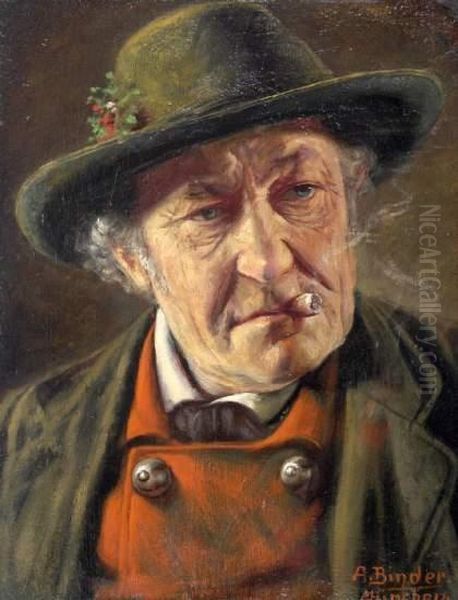 Portrait Eines Zigarre Rauchenden Bauern - view 1