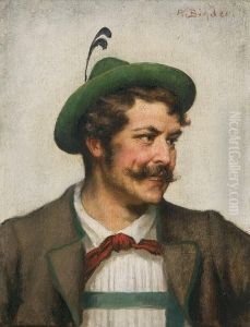A Portrait Of A Young Boy And Man In Bavarian Costume
