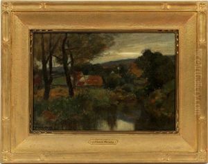 Landscape With Stream & Barns by John Francis Murphy